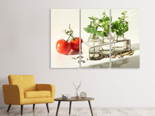 Laden Sie das Bild in den Galerie-Viewer, Leinwandbild 3-teilig Tomaten und Kräuter
