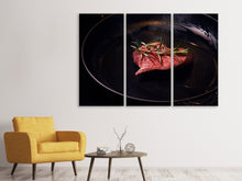Laden Sie das Bild in den Galerie-Viewer, Leinwandbild 3-teilig Fleisch in der Pfanne
