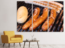 Laden Sie das Bild in den Galerie-Viewer, Leinwandbild 3-teilig Gegrillte Wurst