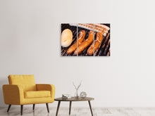 Laden Sie das Bild in den Galerie-Viewer, Leinwandbild 3-teilig Gegrillte Wurst