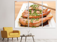 Laden Sie das Bild in den Galerie-Viewer, Leinwandbild 3-teilig Asiatischer Lachs