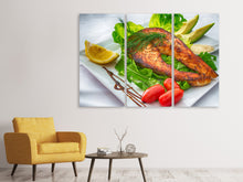 Laden Sie das Bild in den Galerie-Viewer, Leinwandbild 3-teilig Lachs Teller