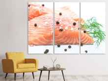 Laden Sie das Bild in den Galerie-Viewer, Leinwandbild 3-teilig Roher Lachs