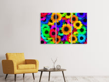 Laden Sie das Bild in den Galerie-Viewer, Leinwandbild 3-teilig Bunte Sonnenblumen