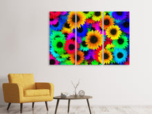 Laden Sie das Bild in den Galerie-Viewer, Leinwandbild 3-teilig Bunte Sonnenblumen