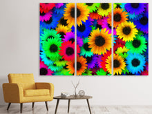 Laden Sie das Bild in den Galerie-Viewer, Leinwandbild 3-teilig Bunte Sonnenblumen