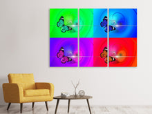 Laden Sie das Bild in den Galerie-Viewer, Leinwandbild 3-teilig Pop Art Bunte Schmetterling