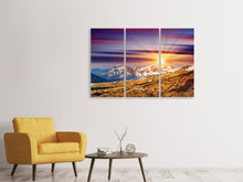 Laden Sie das Bild in den Galerie-Viewer, Leinwandbild 3-teilig Majestätischer Sonnuntergang am Berggipfel