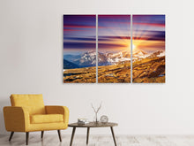 Laden Sie das Bild in den Galerie-Viewer, Leinwandbild 3-teilig Majestätischer Sonnuntergang am Berggipfel