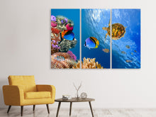 Laden Sie das Bild in den Galerie-Viewer, Leinwandbild 3-teilig Fisch im Wasser