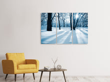 Laden Sie das Bild in den Galerie-Viewer, Leinwandbild 3-teilig Der Wald ohne Spuren im Schnee