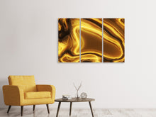 Laden Sie das Bild in den Galerie-Viewer, Leinwandbild 3-teilig Abstrakt Flüssiges Gold