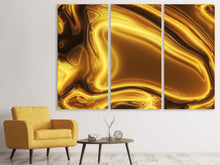 Laden Sie das Bild in den Galerie-Viewer, Leinwandbild 3-teilig Abstrakt Flüssiges Gold