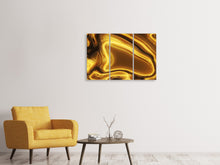 Laden Sie das Bild in den Galerie-Viewer, Leinwandbild 3-teilig Abstrakt Flüssiges Gold