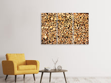 Laden Sie das Bild in den Galerie-Viewer, Leinwandbild 3-teilig Holzstämme