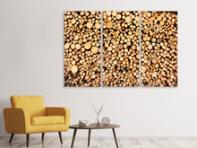 Laden Sie das Bild in den Galerie-Viewer, Leinwandbild 3-teilig Holzstämme