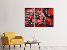 Laden Sie das Bild in den Galerie-Viewer, Leinwandbild 3-teilig Writings Music Grunge