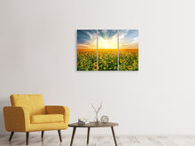 Laden Sie das Bild in den Galerie-Viewer, Leinwandbild 3-teilig Ein Feld voller Sonnenblumen