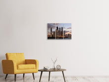 Laden Sie das Bild in den Galerie-Viewer, Leinwandbild 3-teilig Skyline Dubai bei Sonnenuntergang