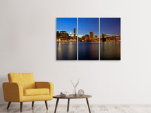 Laden Sie das Bild in den Galerie-Viewer, Leinwandbild 3-teilig Skyline Manhattan im Lichtermeer
