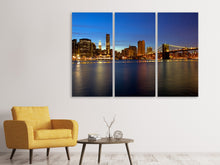 Laden Sie das Bild in den Galerie-Viewer, Leinwandbild 3-teilig Skyline Manhattan im Lichtermeer