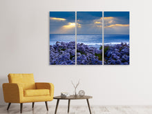 Laden Sie das Bild in den Galerie-Viewer, Leinwandbild 3-teilig Der Lavendel und das Meer