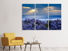 Laden Sie das Bild in den Galerie-Viewer, Leinwandbild 3-teilig Der Lavendel und das Meer