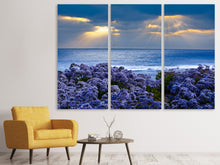 Laden Sie das Bild in den Galerie-Viewer, Leinwandbild 3-teilig Der Lavendel und das Meer