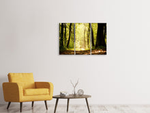 Laden Sie das Bild in den Galerie-Viewer, Leinwandbild 3-teilig Sonnenaufgang im Wald