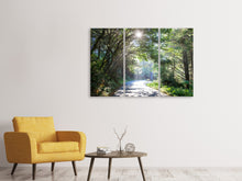 Laden Sie das Bild in den Galerie-Viewer, Leinwandbild 3-teilig Sonniger Waldweg