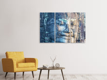 Laden Sie das Bild in den Galerie-Viewer, Leinwandbild 3-teilig Buddha Statur