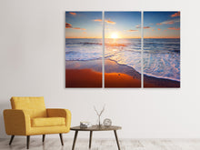 Laden Sie das Bild in den Galerie-Viewer, Leinwandbild 3-teilig Sonnenuntergang am Horizont