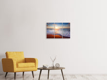 Laden Sie das Bild in den Galerie-Viewer, Leinwandbild 3-teilig Sonnenuntergang am Horizont