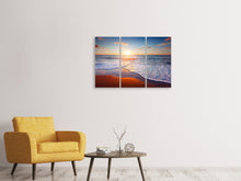 Laden Sie das Bild in den Galerie-Viewer, Leinwandbild 3-teilig Sonnenuntergang am Horizont