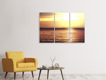 Laden Sie das Bild in den Galerie-Viewer, Leinwandbild 3-teilig Sonnenuntergang an der See