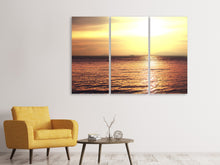 Laden Sie das Bild in den Galerie-Viewer, Leinwandbild 3-teilig Sonnenuntergang an der See