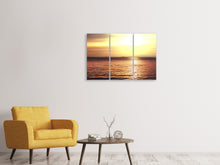 Laden Sie das Bild in den Galerie-Viewer, Leinwandbild 3-teilig Sonnenuntergang an der See