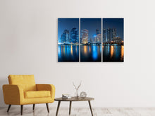 Laden Sie das Bild in den Galerie-Viewer, Leinwandbild 3-teilig Skyline Bangkok bei Nacht