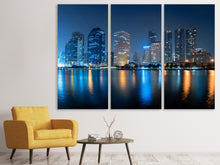 Laden Sie das Bild in den Galerie-Viewer, Leinwandbild 3-teilig Skyline Bangkok bei Nacht