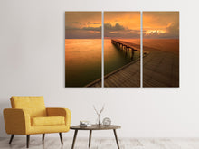 Laden Sie das Bild in den Galerie-Viewer, Leinwandbild 3-teilig Der Steg am Meer