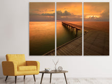 Laden Sie das Bild in den Galerie-Viewer, Leinwandbild 3-teilig Der Steg am Meer
