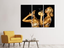 Laden Sie das Bild in den Galerie-Viewer, Leinwandbild 3-teilig Gold-DJ`s