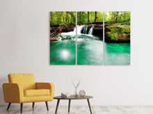 Laden Sie das Bild in den Galerie-Viewer, Leinwandbild 3-teilig Der Fluss am Wasserfall
