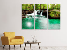 Laden Sie das Bild in den Galerie-Viewer, Leinwandbild 3-teilig Der Fluss am Wasserfall