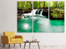 Laden Sie das Bild in den Galerie-Viewer, Leinwandbild 3-teilig Der Fluss am Wasserfall