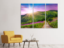 Laden Sie das Bild in den Galerie-Viewer, Leinwandbild 3-teilig Eine Sommerlandschaft bei Sonnenaufgang