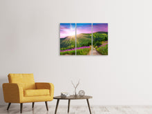 Laden Sie das Bild in den Galerie-Viewer, Leinwandbild 3-teilig Eine Sommerlandschaft bei Sonnenaufgang