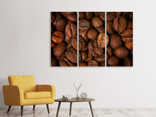 Laden Sie das Bild in den Galerie-Viewer, Leinwandbild 3-teilig Close Up Kaffeebohnen