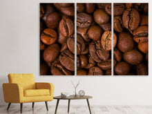 Laden Sie das Bild in den Galerie-Viewer, Leinwandbild 3-teilig Close Up Kaffeebohnen