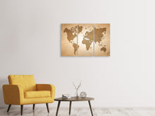 Laden Sie das Bild in den Galerie-Viewer, Leinwandbild 3-teilig Karte der Welt in Vintage